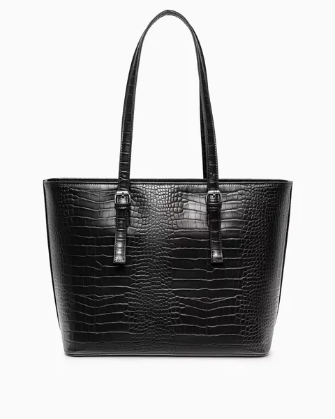 Shopperka z ekoskóry crocco PUCCINI BML054D-1 czarna A4