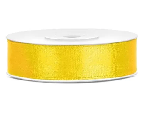 Tasiemka satynowa żółta 12 mm x 25 m