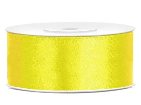 Tasiemka satynowa żółta 25 mm x 25 m