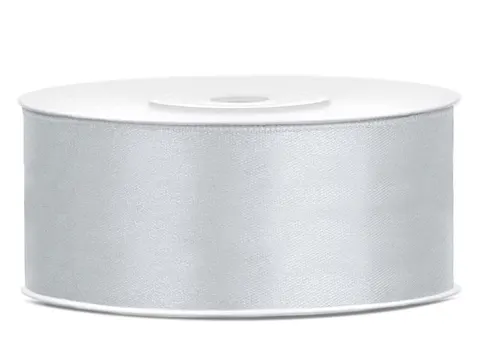 Wstążka satynowa srebrna 25 mm x 25 m PartyDeco TS25-018 a1