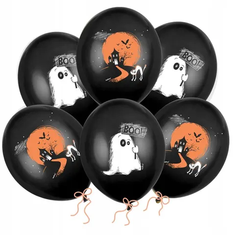 Balony na Halloween duszek Boo 30 cm 14 cali 6 szt