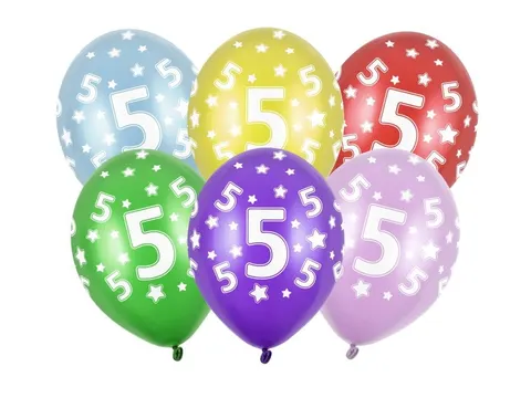 Balony na 5 urodziny 30 cm 14 cali 6 szt