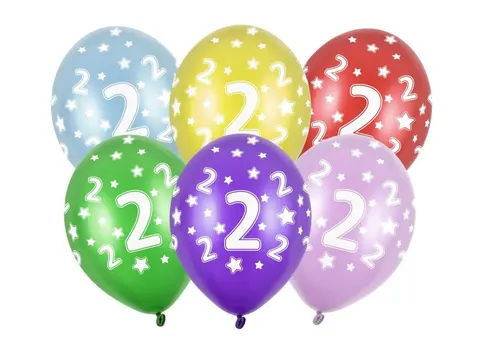 Balony na 2 urodziny 30 cm 14 cali 6 szt