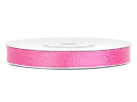 Wstążka satynowa różowa 6 mm x 25 m PartyDeco TS6-081 a1