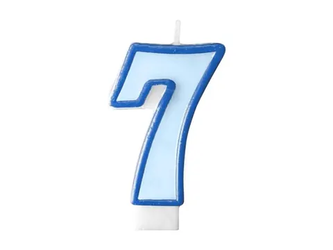 Świeczka cyfra 7 niebieska