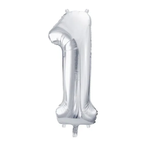 Balon foliowy cyfra 1 srebrny 85 cm