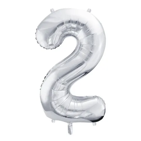 Balon foliowy cyfra 2 srebrny 85 cm