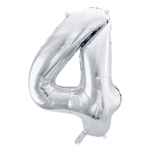 Balon foliowy cyfra 4 srebrny 85 cm