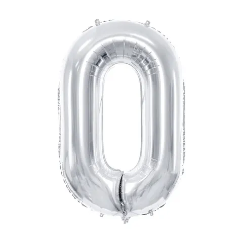 Balon foliowy cyfra 0 srebrny 85 cm