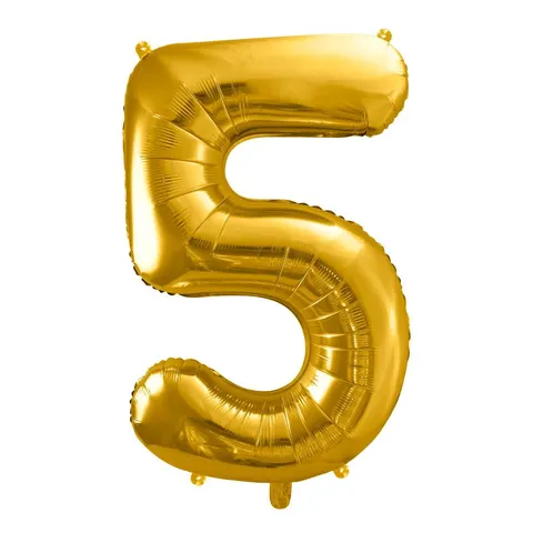 Balon foliowy cyfra 5 złoty 85 cm
