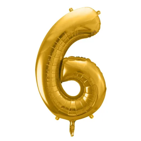 Balon foliowy cyfra 6 złoty 85 cm
