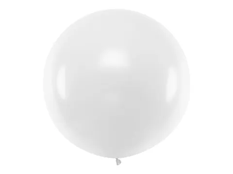 Balon gigant okrągły biały pastelowy 100 cm PartyDeco