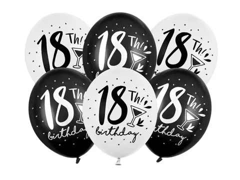 Balony 18th! Birthday 30 cm 14 cali 6 szt