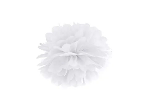 Pompon z bibuły biały 25 cm