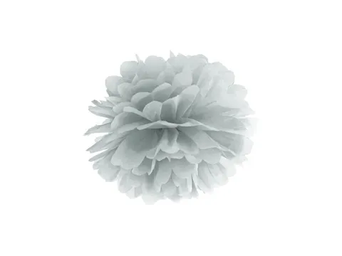 Pompon z bibuły srebrny 25 cm