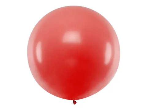 Balon gigant okrągły czerwony pastelowy 100 cm PartyDeco