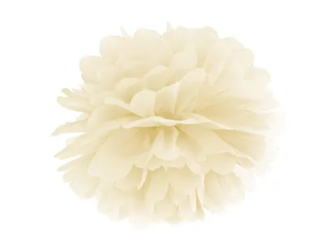 Pompon z bibuły kremowy 35 cm