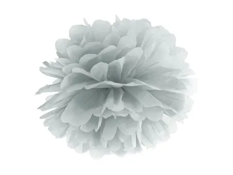 Pompon z bibuły srebrny 35 cm