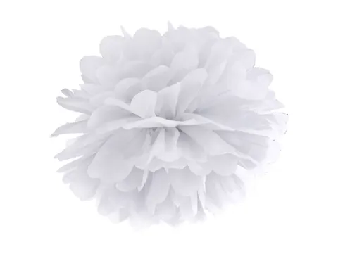 Pompon z bibuły biały 35 cm