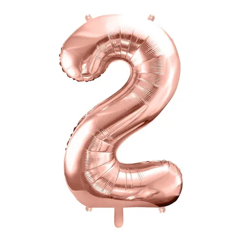 Balon foliowy cyfra 2 różowe złoto 85 cm