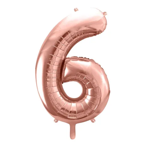 Balon foliowy cyfra 6 różowe złoto 85 cm