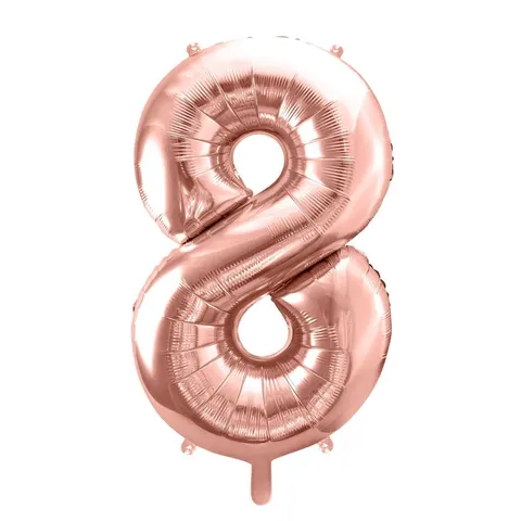 Balon foliowy cyfra 8 różowe złoto 85 cm