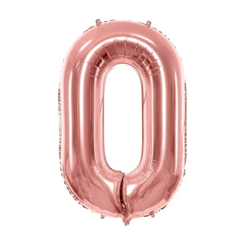 Balon foliowy cyfra 0 różowe złoto 85 cm