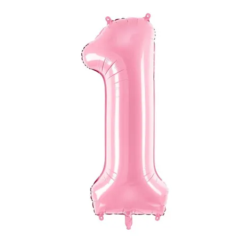 Balon foliowy cyfra 1 różowy 85 cm