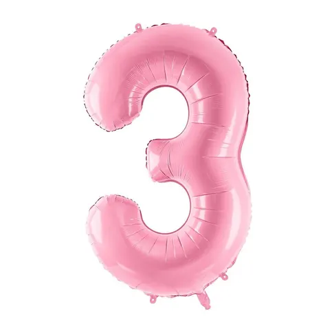 Balon foliowy cyfra 3 różowy 85 cm
