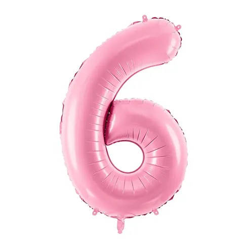 Balon foliowy cyfra 6 różowy 85 cm