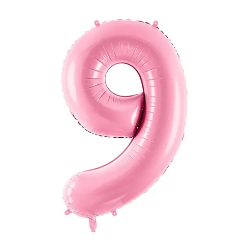 Balon foliowy cyfra 9 różowy 85 cm