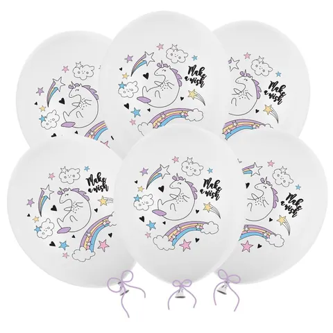 Balony urodzinowe Jednorożec 30 cm 14 cali 6 szt
