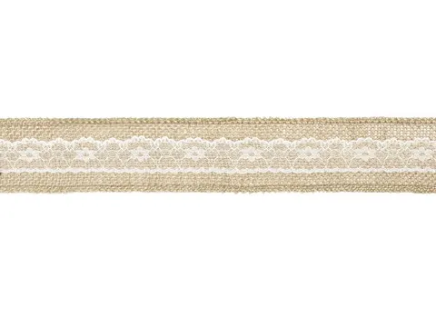 Taśma jutowa z koronką 5 cm x 5 m