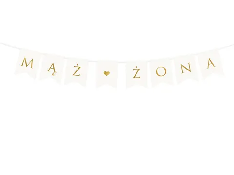 Baner weselny mąż i żona biały 110 cm