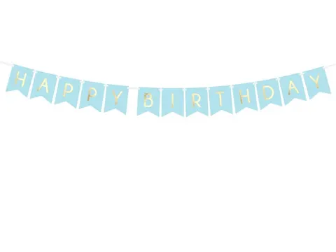 Baner urodzinowy happy birthday niebieski 175 cm