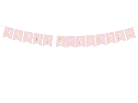Baner urodzinowy happy birthday różowy 175 cm