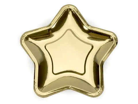 Talerzyki papierowe gwiazda złote 23 cm 6 szt