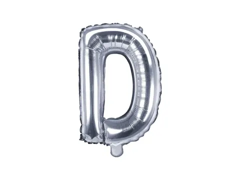 Balon foliowy litera D srebrny 35 cm