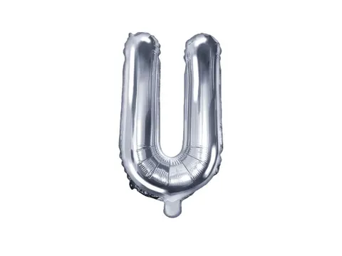 Balon foliowy litera U srebrny 35 cm