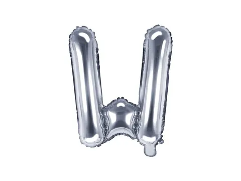 Balon foliowy litera W srebrny 35 cm