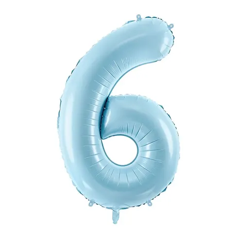 Balon foliowy cyfra 6 jasnoniebieski 85 cm