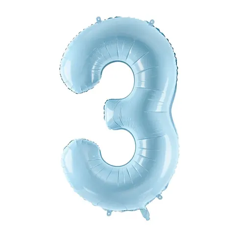 Balon foliowy cyfra 3 jasnoniebieski 85 cm