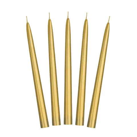 Świece stożkowe złote 24 cm 10 szt