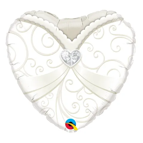 Balon foliowy serce suknia ślubna 45 cm