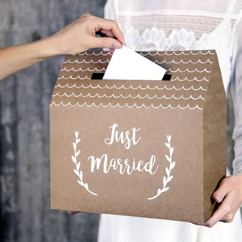 Pudełko na koperty z papieru kraft Just Married