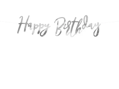 Baner urodzinowy Happy Birthday srebrny 62 cm