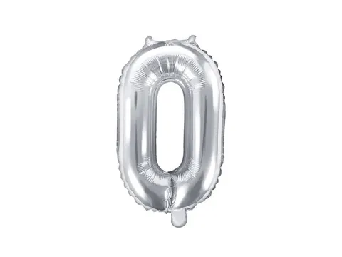 Balon foliowy cyfra 0 srebrny 35 cm