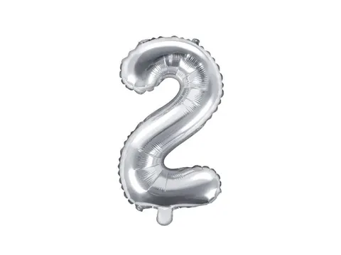 Balon foliowy cyfra 2 srebrny 35 cm
