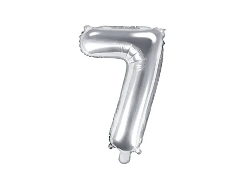 Balon foliowy cyfra 7 srebrny 35 cm