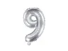 Balon foliowy cyfra 9 srebrny 35 cm